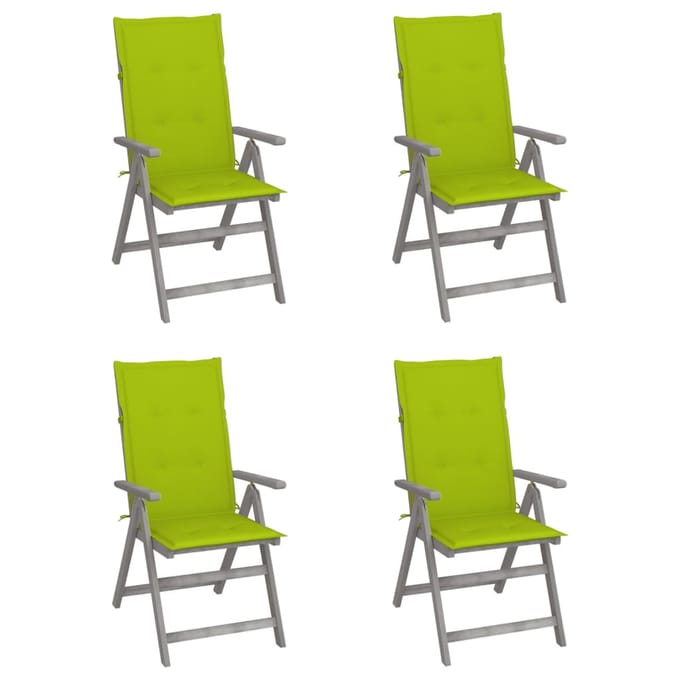 vidaXL - Tuinstoelen - 4 - st - verstelbaar - met - kussens - massief - acaciahout