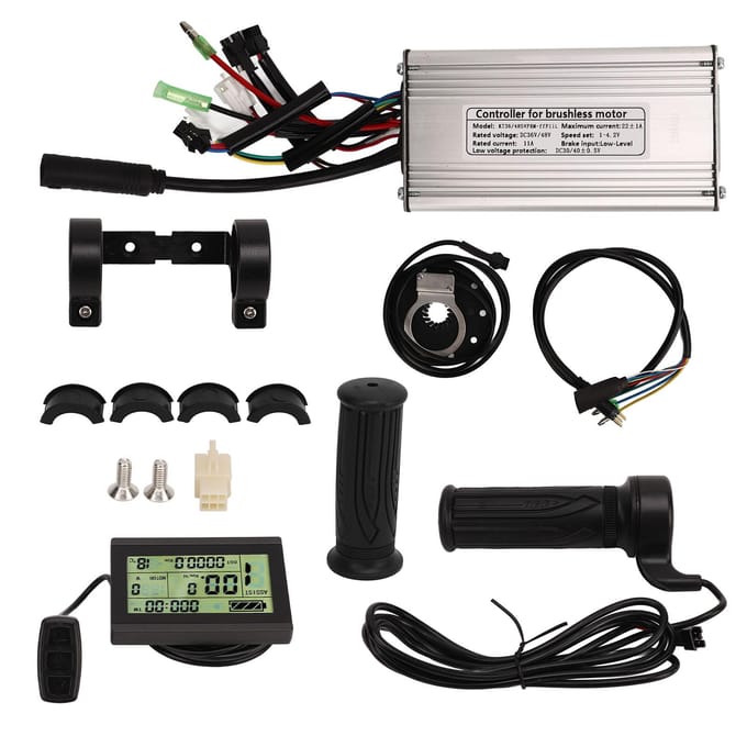 36V 48V 500W Elektrische Fiets Controller Kit met 20A Sinusgolf Controller LCD3 Paneel Gashendel voor Elektrische Fiets black