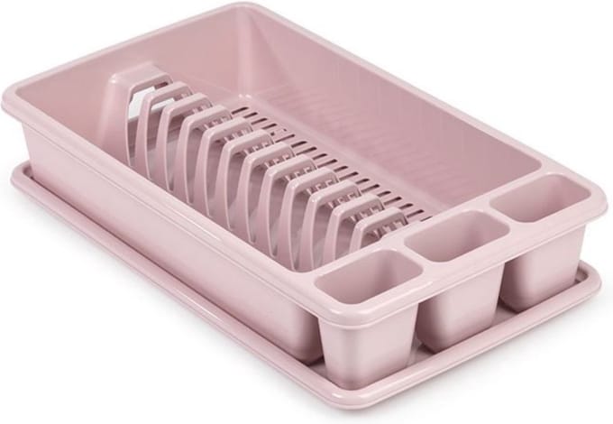 Plasticforte Afdruiprek met lekbak - oud roze - 45 x 26 cm - afwasrek