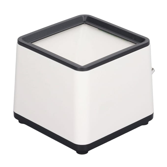 Scanner de codes-barres mains libres Annonce vocale Réponse rapide Lecteur de codes-barres 2D de bureau pour entreprise white