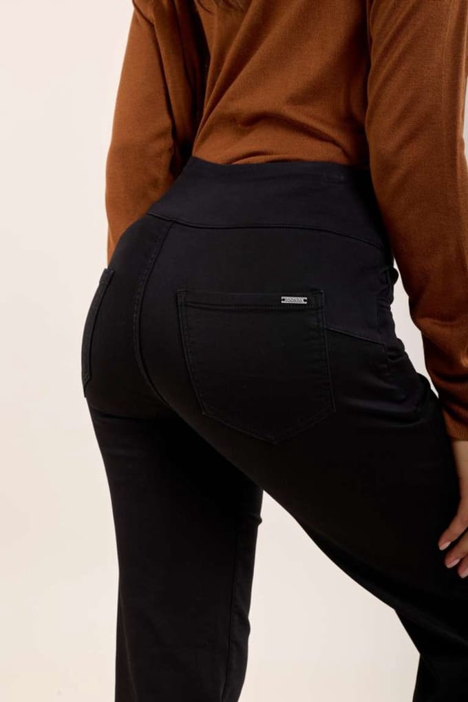Toxik3 - Broek hoge taille jog denim zwart straight extra comfy