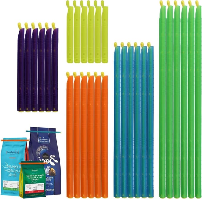 Set van 30 veelzijdige snackclips, 9/12.5/18.5/22.5/28.5 cm, herbruikbare afsluitclips voor voedselopslag en versheid behoud