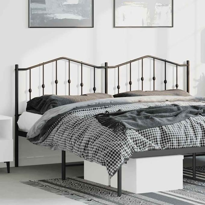 vidaXL - Vervangend - hoofdbord - 193 - cm - metaal - zwart