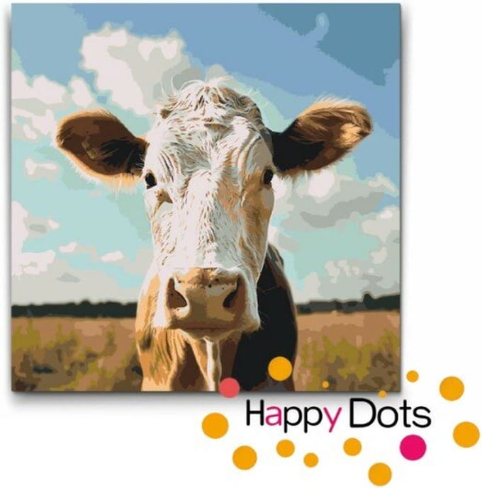 Schilderen op nummer Koe 50x50cm (HappyDots)
