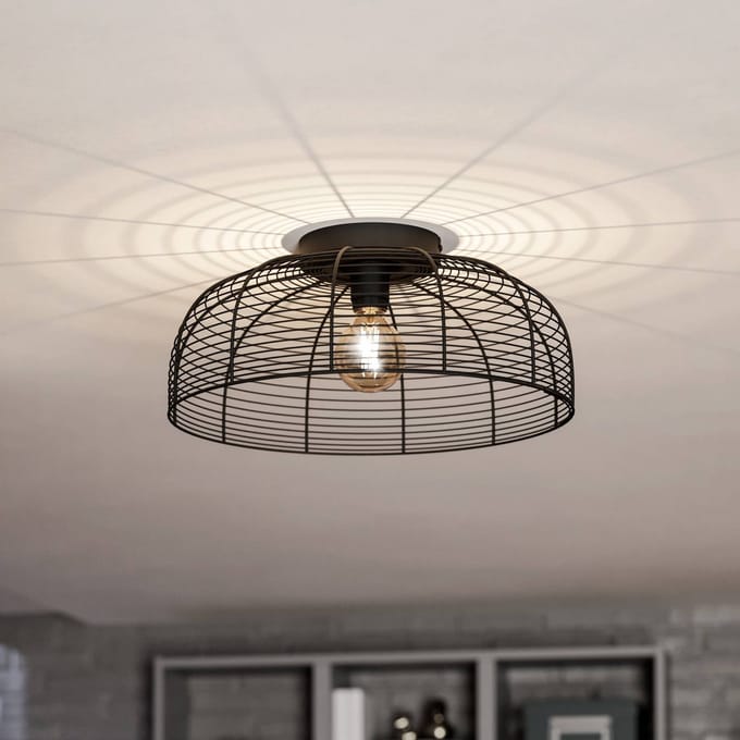 EGLO Rinroe plafondlamp - E27 - Ø 45 cm - industrieel - metaal - zwart
