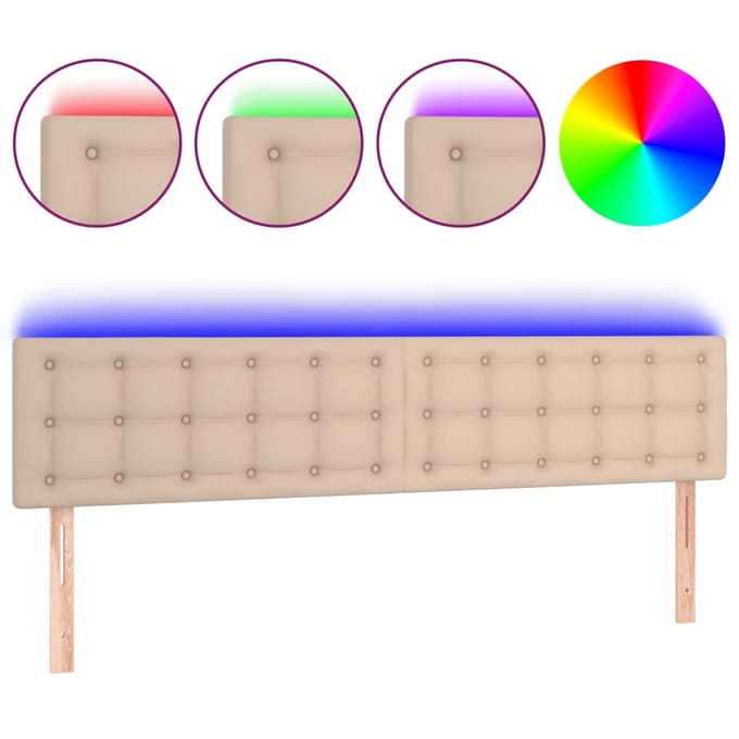 vidaXL - Hoofdbord - LED - 180x5x78/88 - cm - kunstleer - cappuccinokleurig