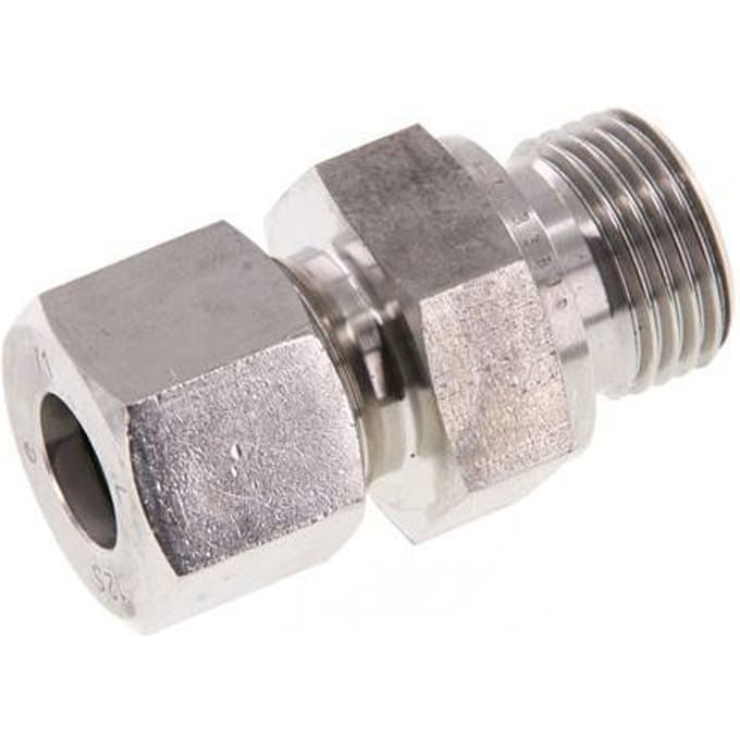 G 1/2'' Buitendraad x 12S RVS Rechte Snijring Koppeling 630 Bar DIN 2353 - FL2S-MC-ST-012G-12-S
