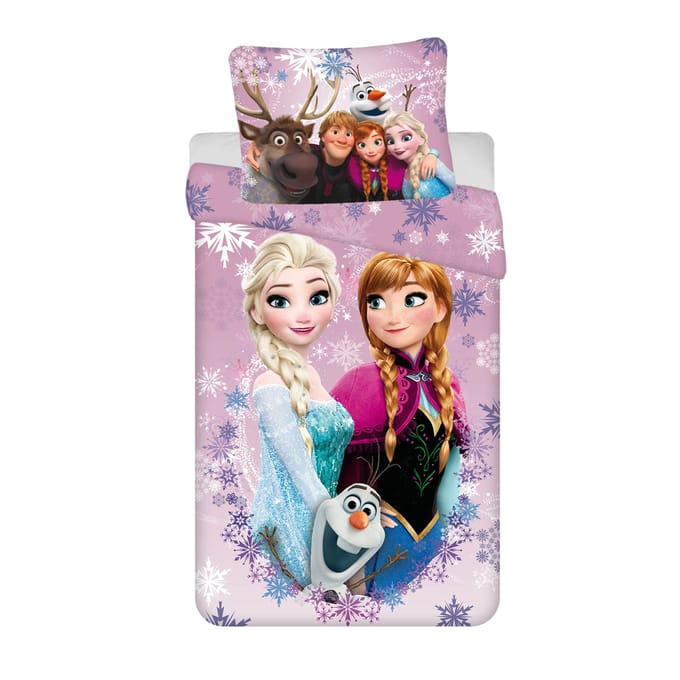 Frozen Dekbedovertrek Snowflakes - Eenpersoons - 140 x 200 cm - Katoen