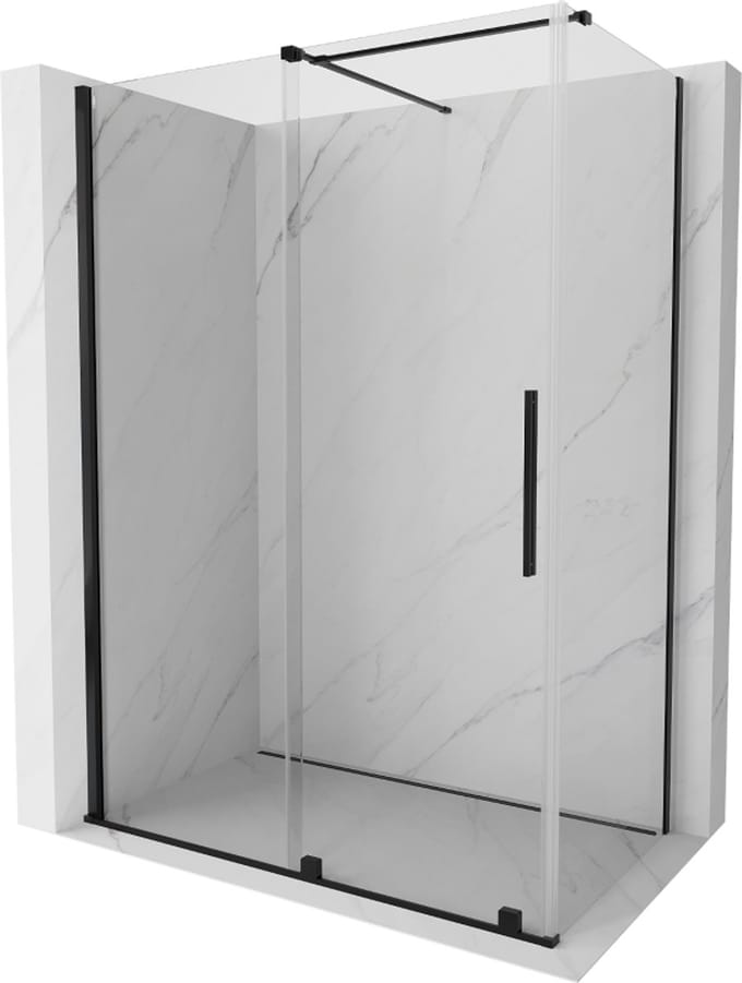 Mexen Velar verschuifbare douchecabine 140 x 80 , transparant, zwart - 871-140-080-01-70