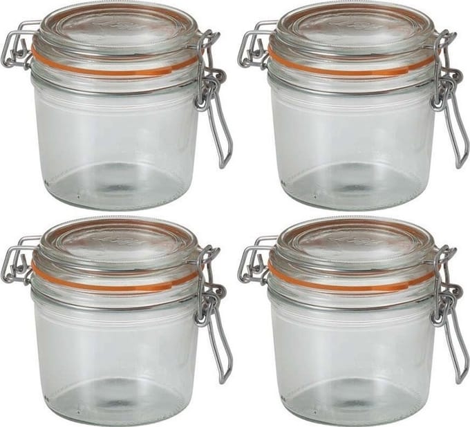 Le Parfait Voorraad/weckpot - 4x - glas - transparant - 10 x 8,5 cm - 350 ml