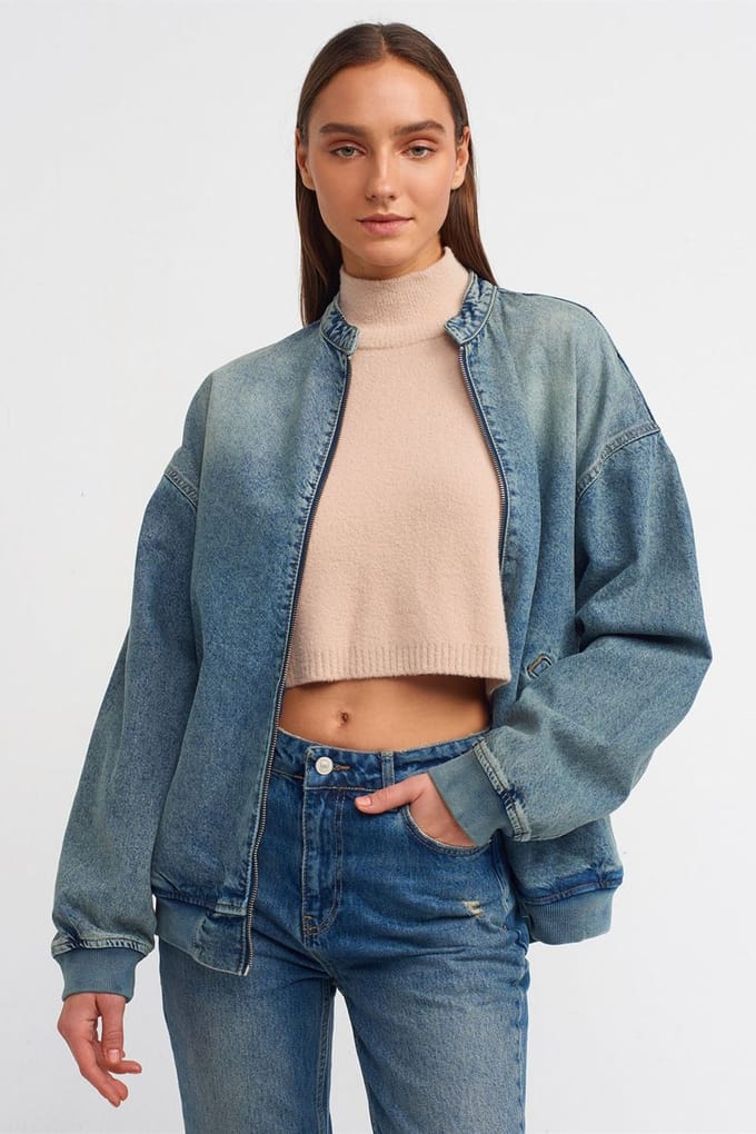 Overmaatse Lange Denim Pufferjas