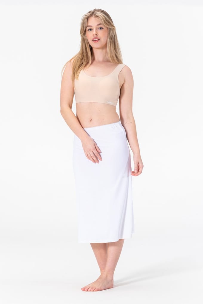 Dames Onderrok Lang - Jupon - Microfiber - Anti-Schuren - Wit - 70CM - Maat L/XL