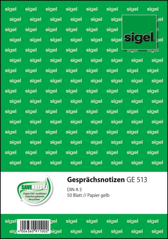 *gesprek notitieblok Sigel A5 geel, 50 vel