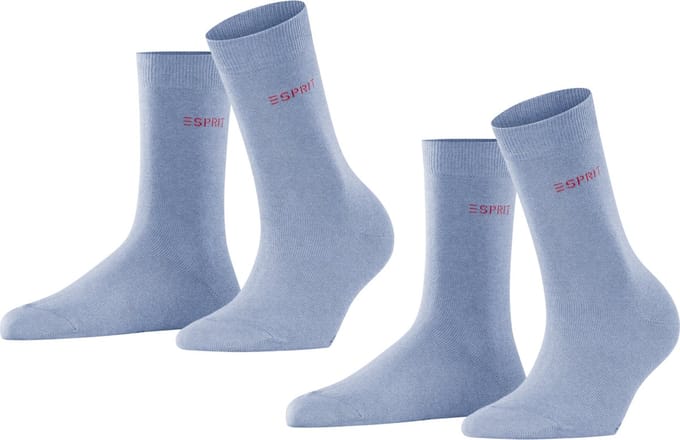 Esprit Uni 2-Pack eenkleurig katoen multipack sokken dames blauw - maat 35-38