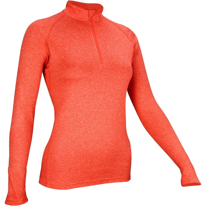 Avento Sportshirt Lange Mouw - Dames - Koraal mêlee/Wit/Zilver - 40