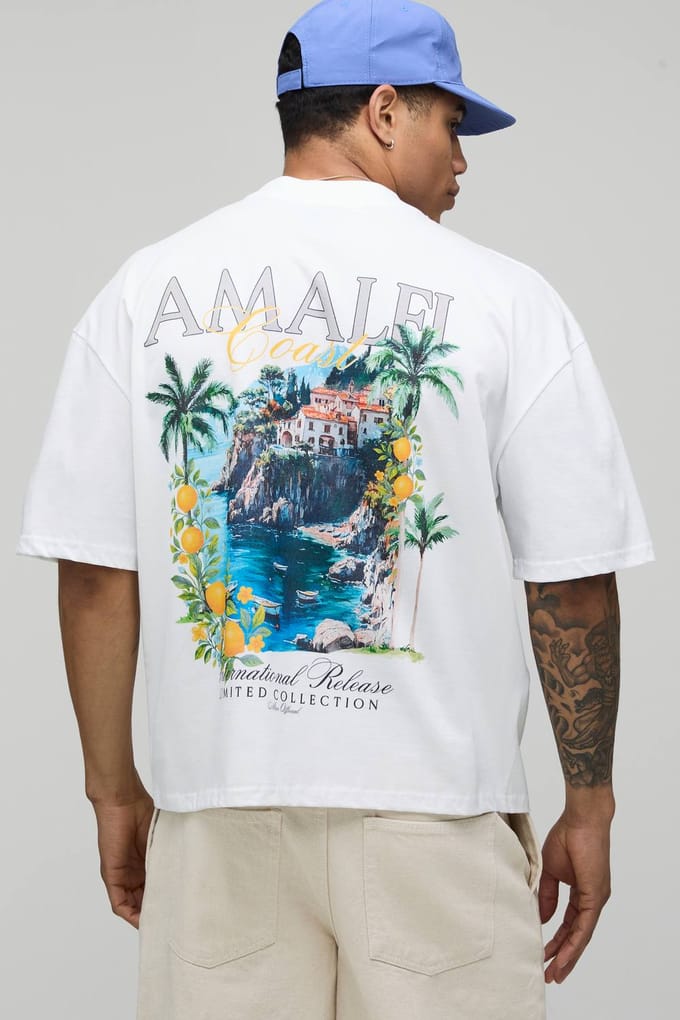 Wit Oversized Boxy T-shirt Met Amalfi Print | White | Size Medium