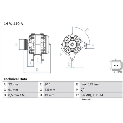Driefasige generator BOSCH 0 986 080 330