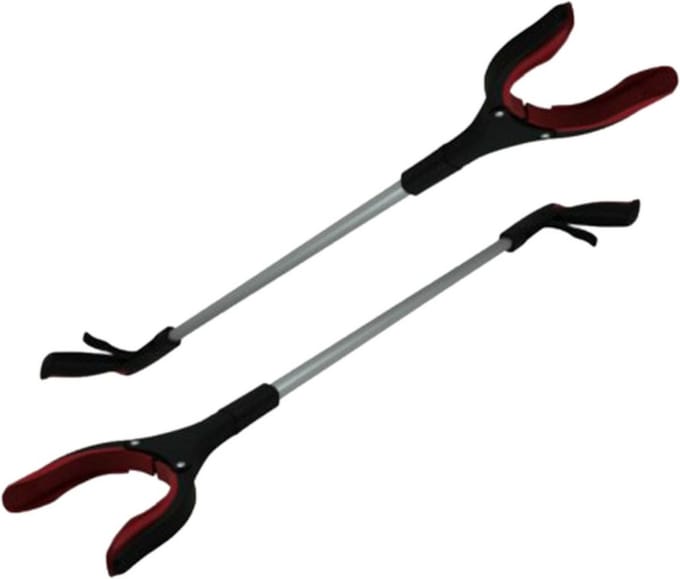 Benson Afvalgrijper - 2x - draaibare kop - 82 cm - kunststof - zwart - grijphulp