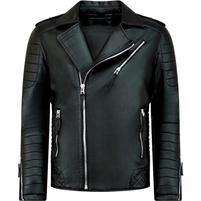Imitatie leren jas heren - Motor Jack - Zwart
