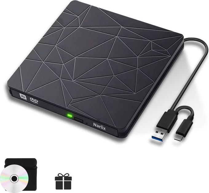 Externe DVD Speler - Externe DVD speler voor laptop - DVD/CD Drive voor Laptop - Brander - Optical Drive - USB 3.0 & USB C - Geschikt voor Windows, MacOS en Linux
