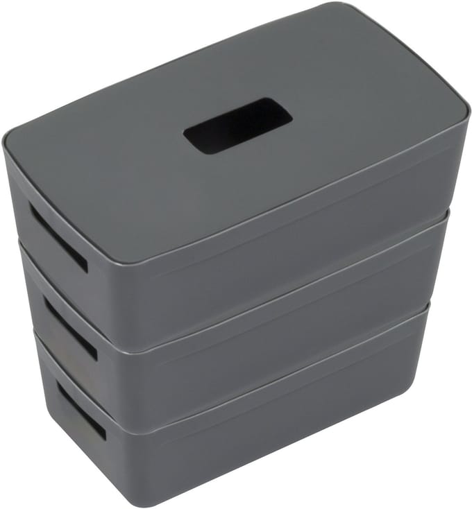 Kangaro opbergboxen - 5 liter - antractiet - set van 3 stuks inclusief deksels