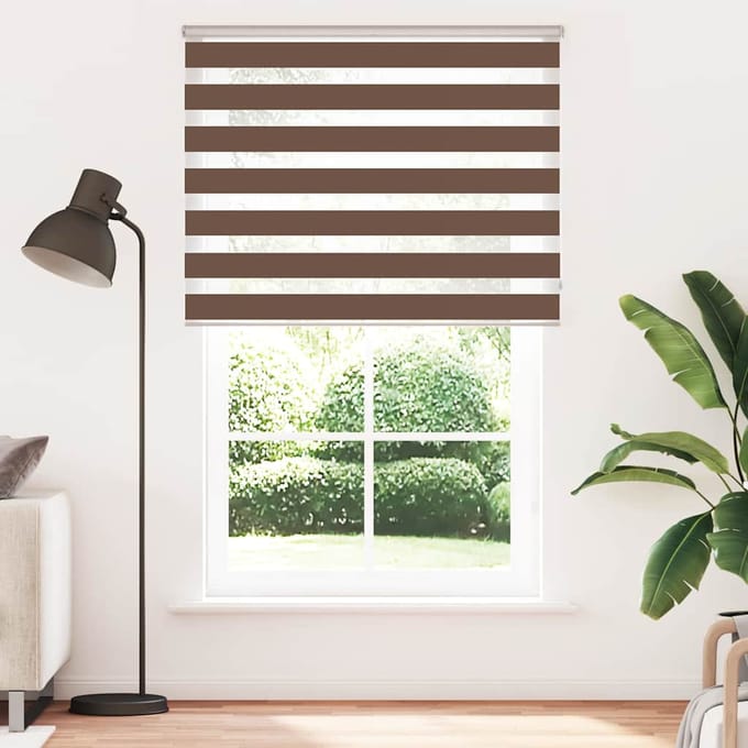 vidaXL - Zebra - rolgordijn - 140x200 - cm - stofbreedte - 135,9cm - polyester - bruin