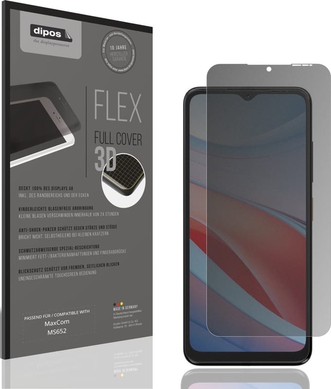 dipos FLEX – Matte Privacy Screenprotector geschikt voor MaxCom MS652 | Volledige Schermbescherming | Case-Friendly