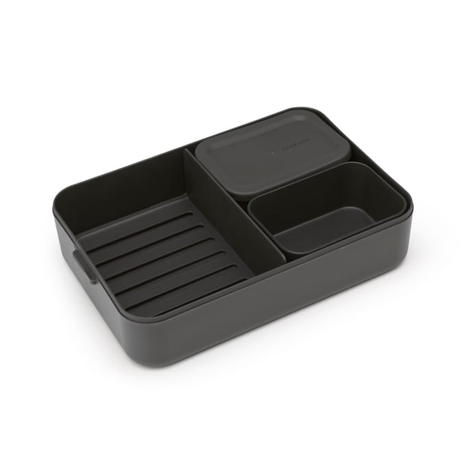 Brabantia Make & Take Bento Lunchbox/Broodtrommel - incl Bentobox - Large - Kunststof - Dark Grey