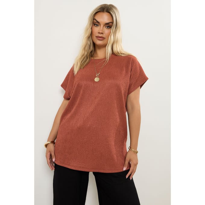 Yours Roest Oranje Gestructureerde Zware Top Size 46