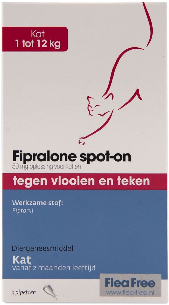Flea Free Fipralone spot-on kat 1 tot 12 kg - 3 pipet