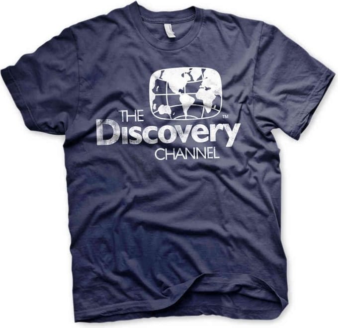 Discovery Channel Heren Tshirt -M- Distressed Logo Blauw