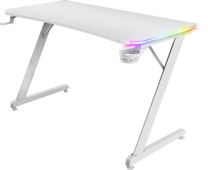 Trust GXT 709W Luminus Gaming Bureau - RGB Verlichting – Bekerhouder – Headset houder - Wit