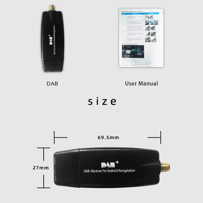 DAB+009 DAB Box Digitale Radio Antenne Tuner FM Transmissie USB Aangedreven voor Autoradio Android 5.1 zwart