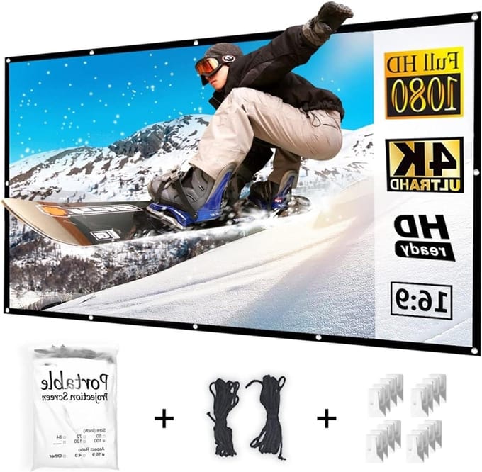 Projector Scherm - Projectiescherm Polyester - Thuisbioscoop Buiten - Kreukvrij Ontwerp - 120 inch 16:9 - Wit