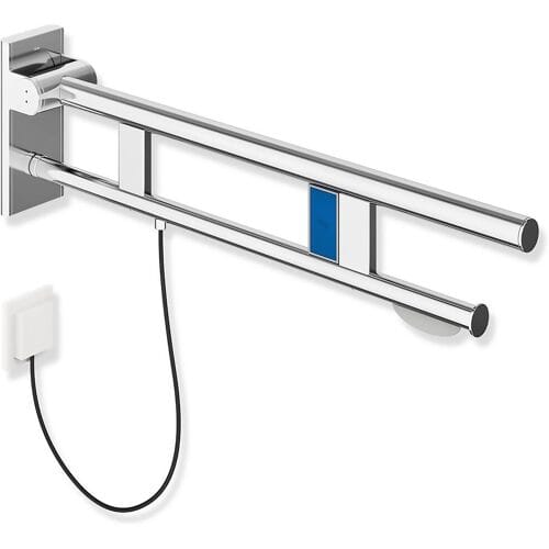 HEWI System 900 folding support rail Duo Design A with toilet roll holder and flush release (E-extension) 900.50.12940