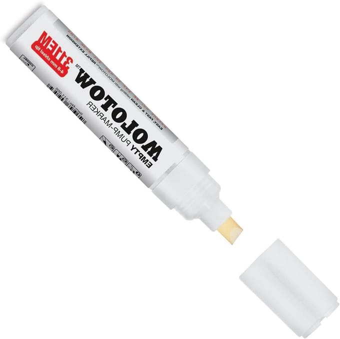 Lege Marker - Navulbare Stift - Creatief Ontwerp - Gepatenteerde Pompklep - 4-8mm Beitelpunt - Wit