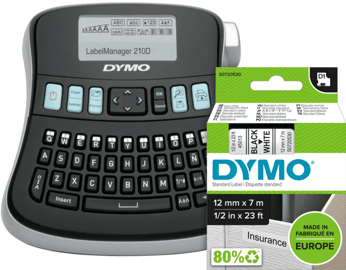 DYMO LabelManager 210D+ Labelprinter Qwerty + 1 extra label