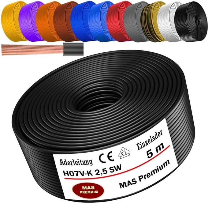 Flexibele Installatiedraad H07V-K 1x2.5mm² Enkele Installatiekabel per Meter