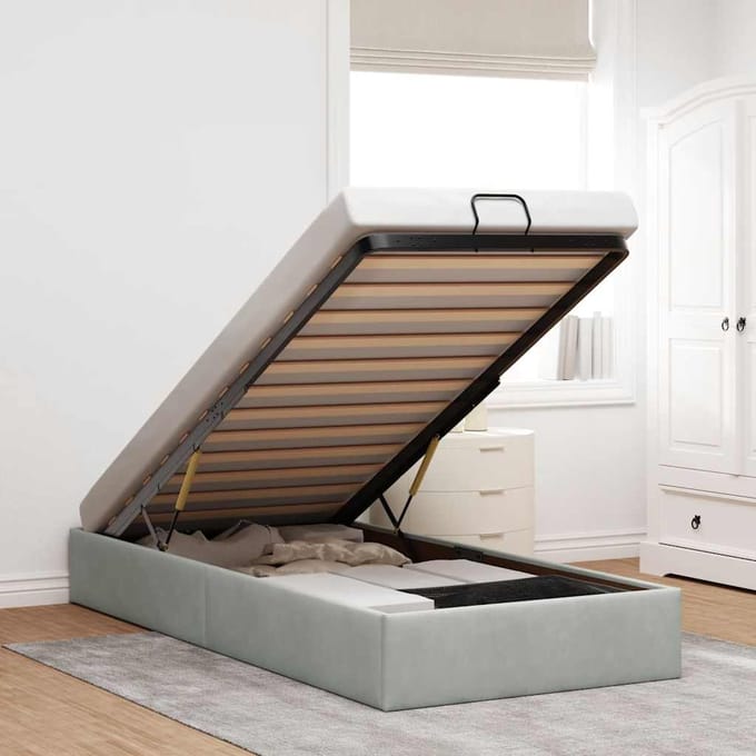 vidaXL - Bedframe - zonder - matras - 80x200 - cm - fluweel - lichtgrijs