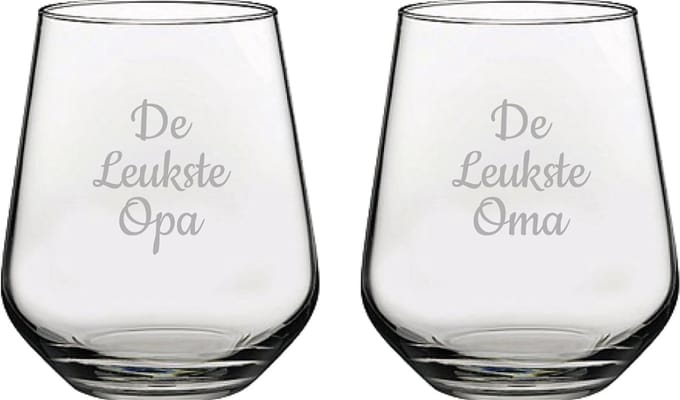 Gegraveerde Drinkglas 42,5cl De Leukste Opa- De leukste Oma