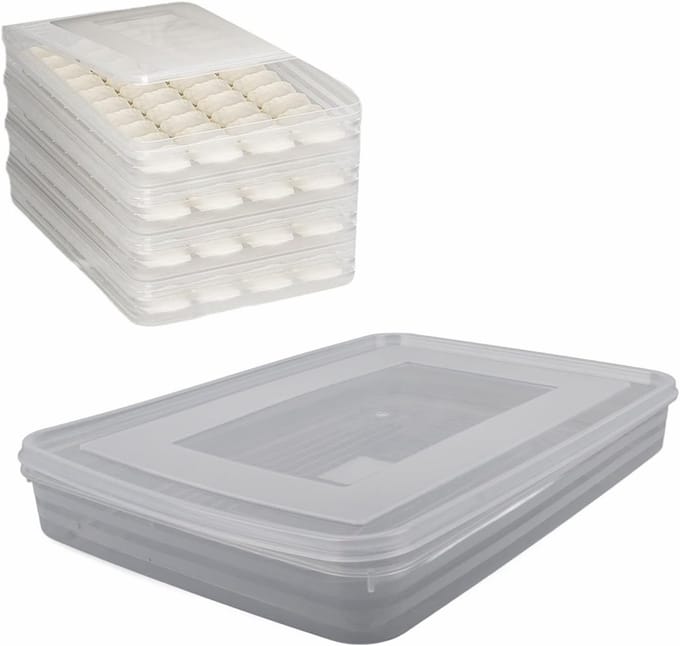 Grote Opbercontainer voor Dumplings en Wontons, Stapelbaar, Luchtdicht en Vaatwasserbestendig
