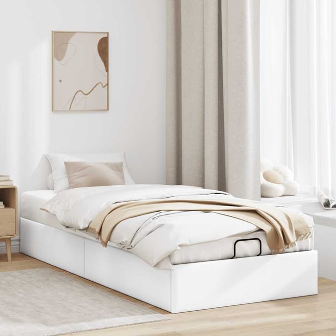 vidaXL - Bedframe - zonder - matras - 90x190 - cm - kunstleer - wit