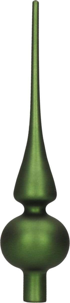 Decoris Kerst piek - donkergroen - 26 cm - glas - mat - kerstboompiek