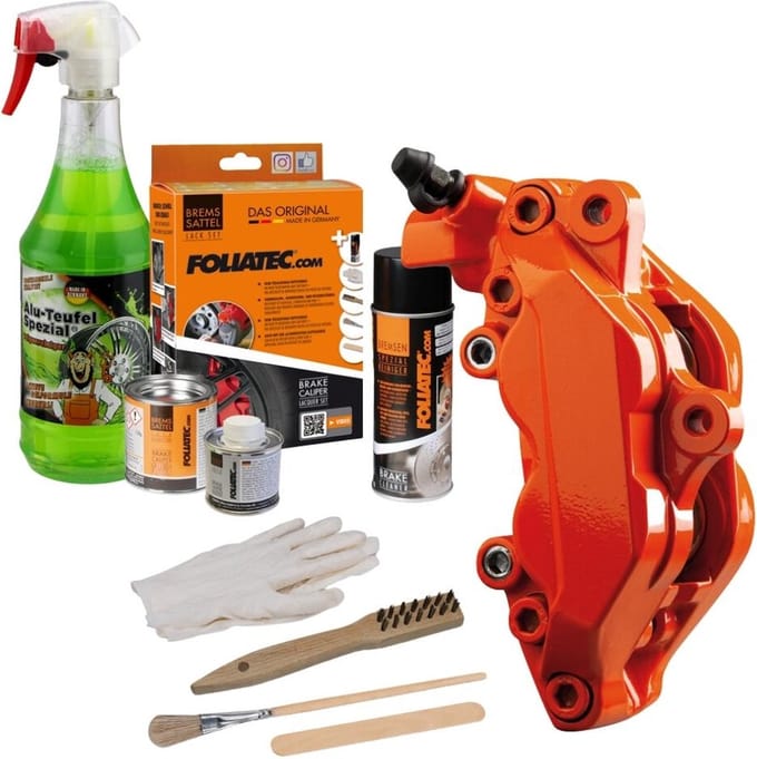 Foliatec Remklauwlakset - Flame Oranje - 3 Componenten - Inclusief velgenreiniger