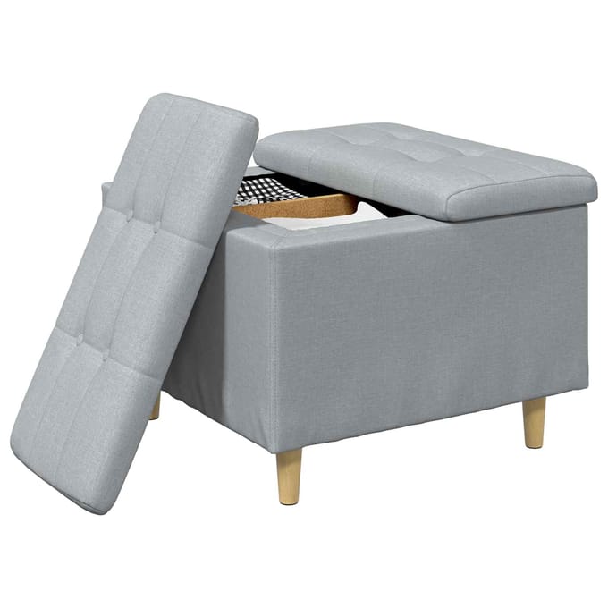 vidaXL - Ottoman - met - opslag - Lichtgrijs - 60 - x - 60 - x - 45 - cm - Stof