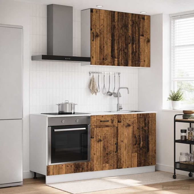 vidaXL - Keukenblok - LUCCA - 5 - st - Oud - hout - Bewerkt - hout