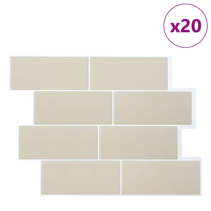 vidaXL - Subway - tegel - 20 - st - Beige - 29 - x - 21 - cm - Polyurethaan - en - PET