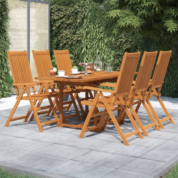 vidaXL - 7-delige - Tuinset - massief - acaciahout - 120-170 - cm