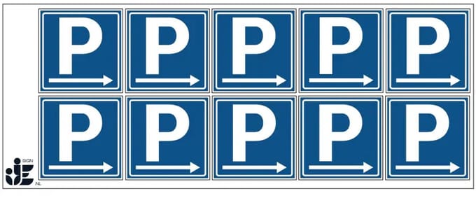 Parkeerplaats rechts sticker | 5 x 5 cm - 10 stuks per vel