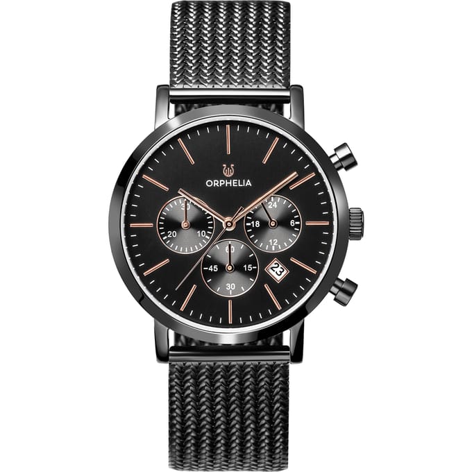 Orphelia Retro OR82802 Horloge - Staal - Zwart - Ø 40 mm